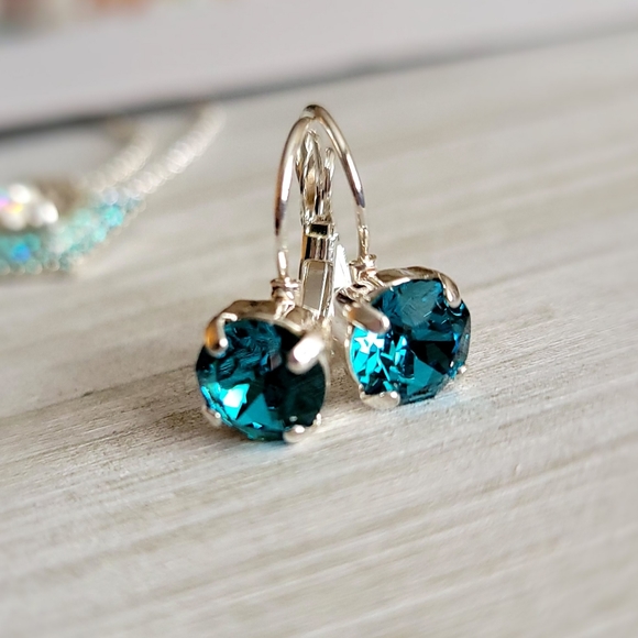 Austrian Crystal Earrings in Shiny Silver - Picture 2 of 5